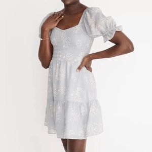 Madewell Lucie Smocked Silk Dress-Moody Blooms in Dusty Pool NWT